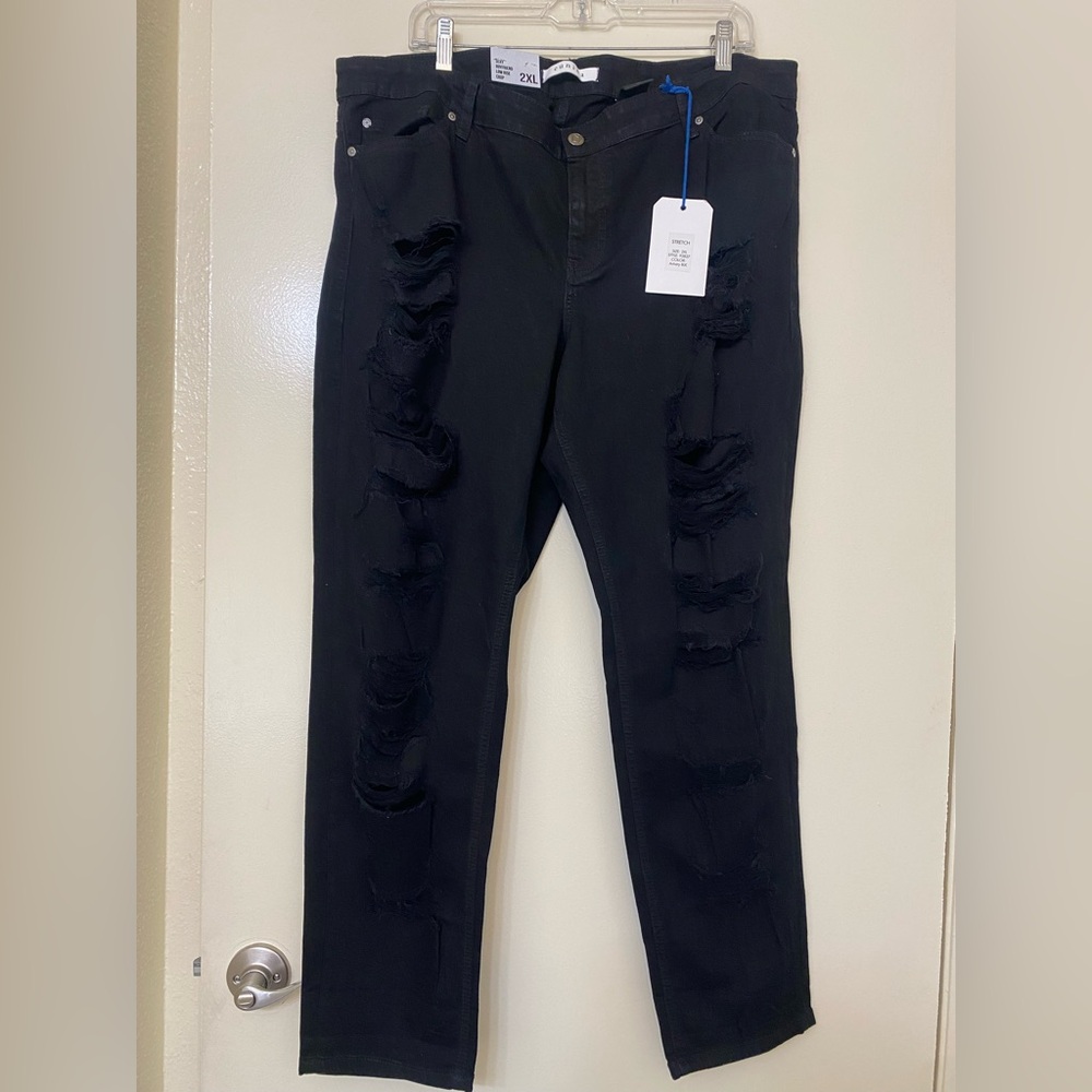 Black Distressed Boyfriend Jeans